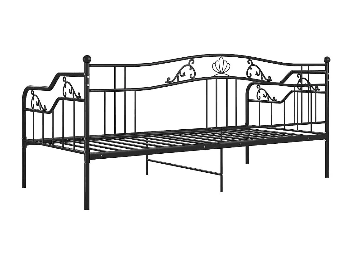 Cadre de canapé-lit sans matelas noir métal 90x200 cm
