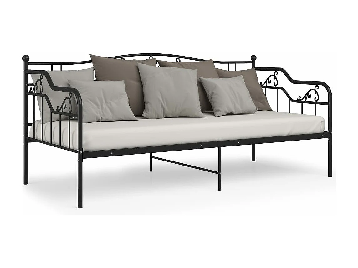 Cadre de canapé-lit sans matelas noir métal 90x200 cm