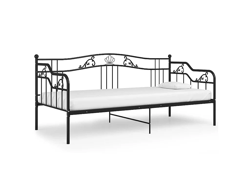 Cadre de canapé-lit sans matelas noir métal 90x200 cm