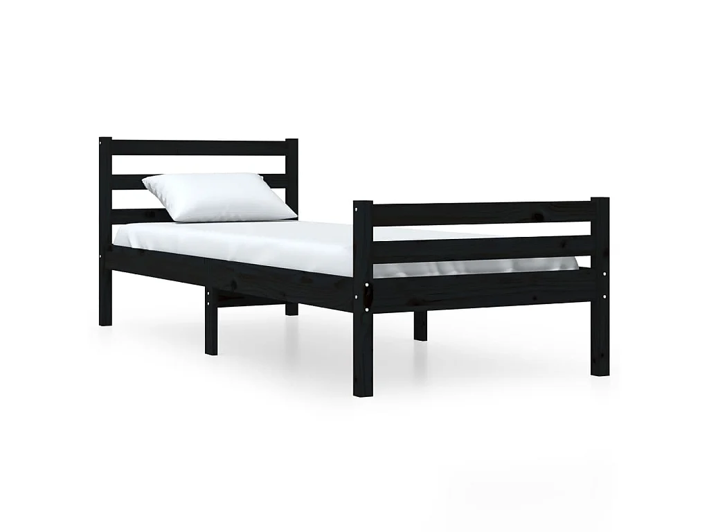 Massivholzbett Schwarz 100x200 cm