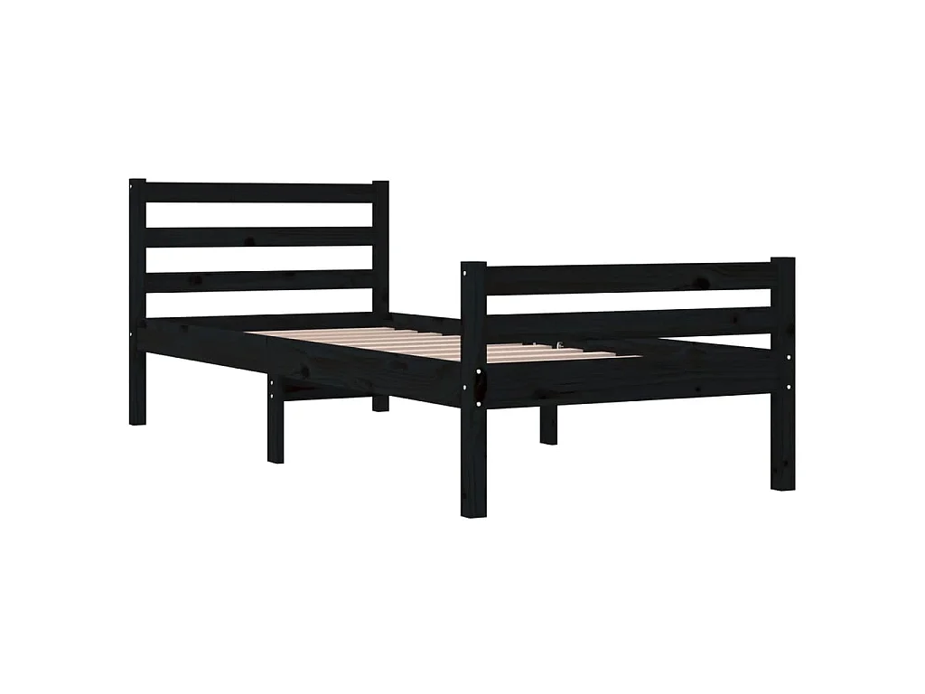Massivholzbett Schwarz 100x200 cm