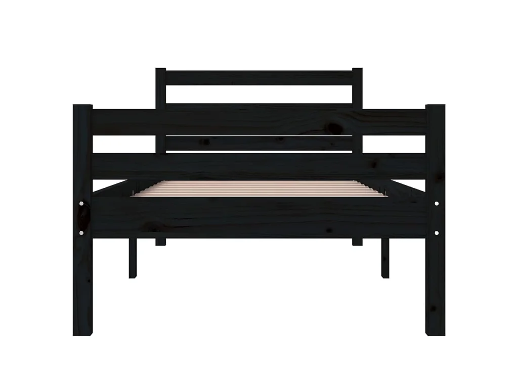 Massivholzbett Schwarz 100x200 cm