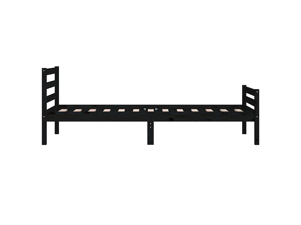 Massivholzbett Schwarz 100x200 cm