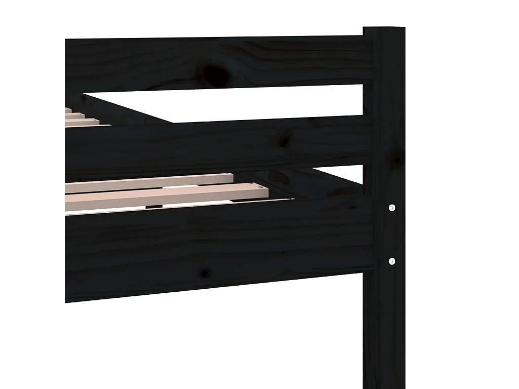 Massivholzbett Schwarz 100x200 cm