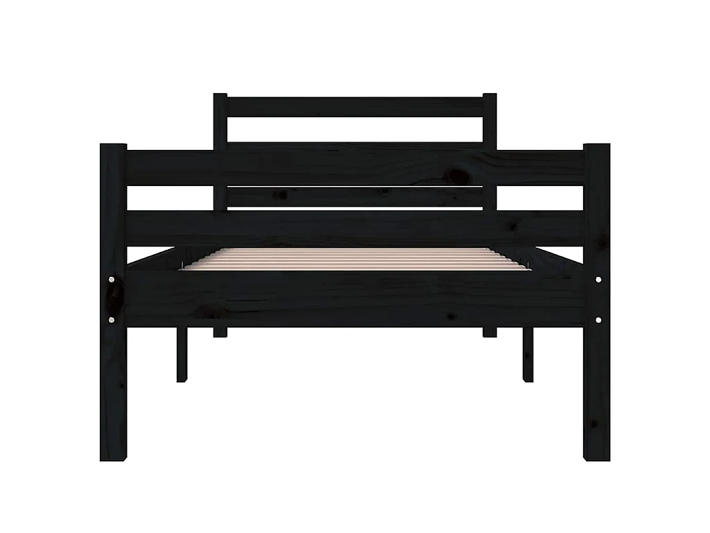 Cadre de lit sans matelas noir bois massif 100x200 cm