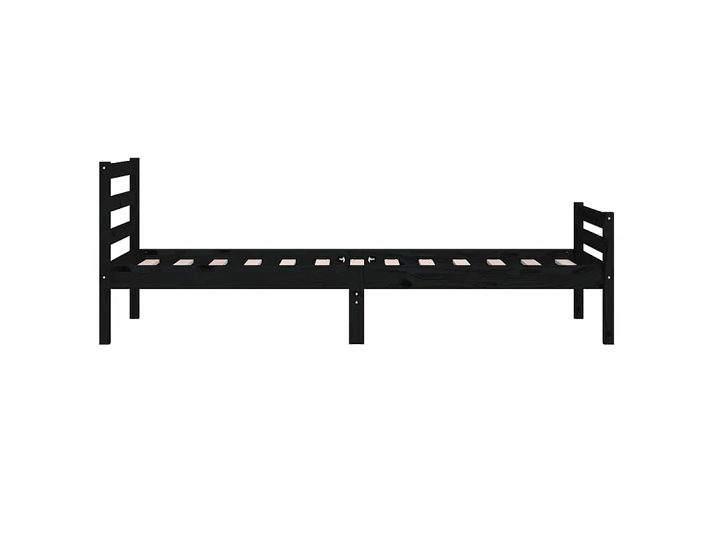 Cadre de lit sans matelas noir bois massif 100x200 cm