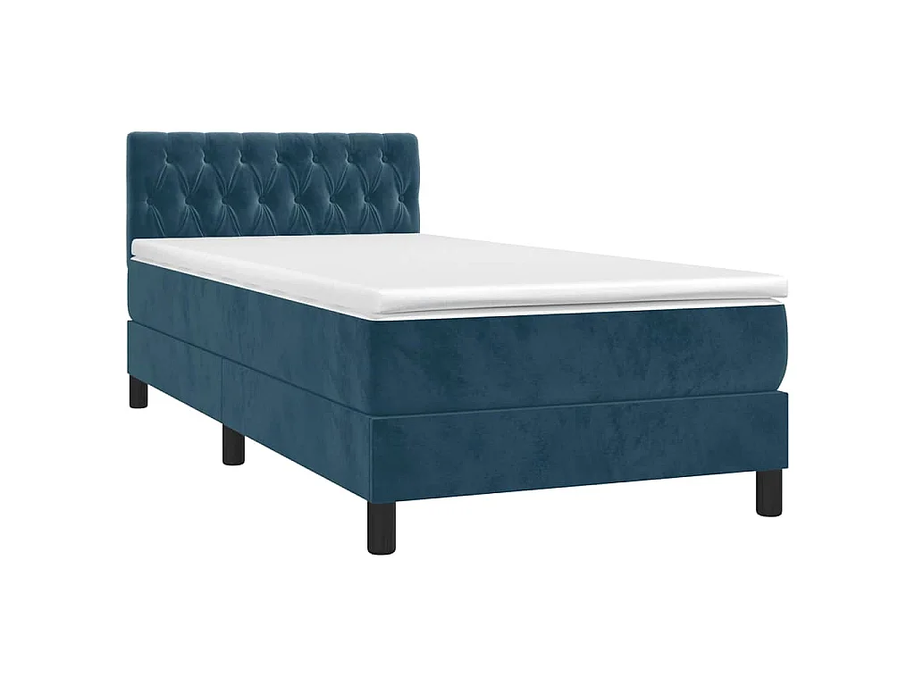 Boxspring met matras en LED fluweel donkerblauw 90x200 cm