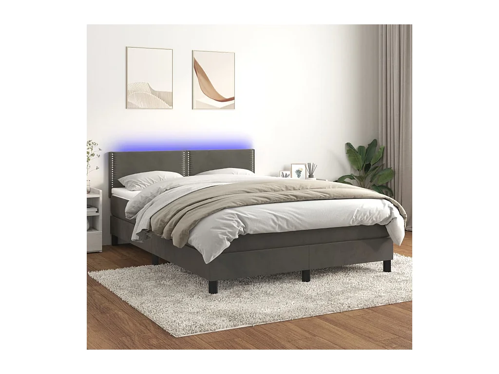 Boxspring met matras en LED fluweel donkergrijs 140x190 cm