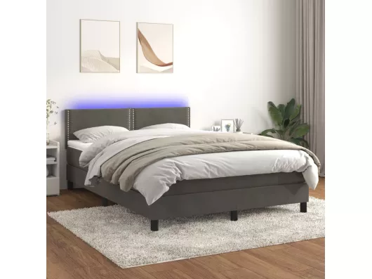 Kauf Unique Boxspringbett mit Matratze & LED Dunkelgrau 140x190 cm Samt