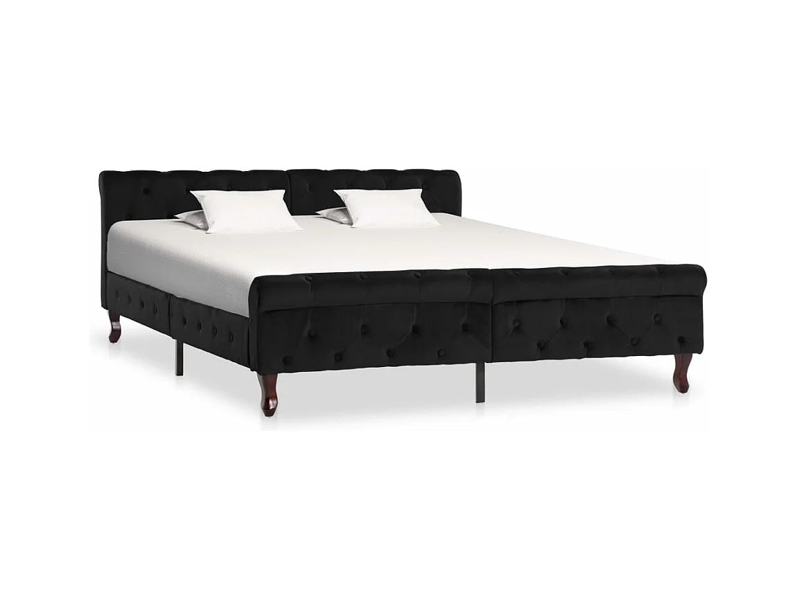 Cadre de lit sans matelas noir velours 160x200 cm