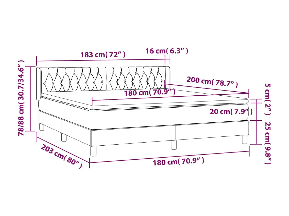 Boxspring met matras fluweel donkergrijs 180x200 cm