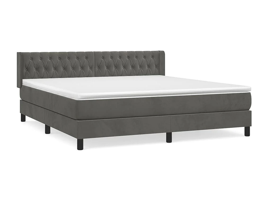 Boxspringbett mit Matratze Dunkelgrau 180x200 cm Samt