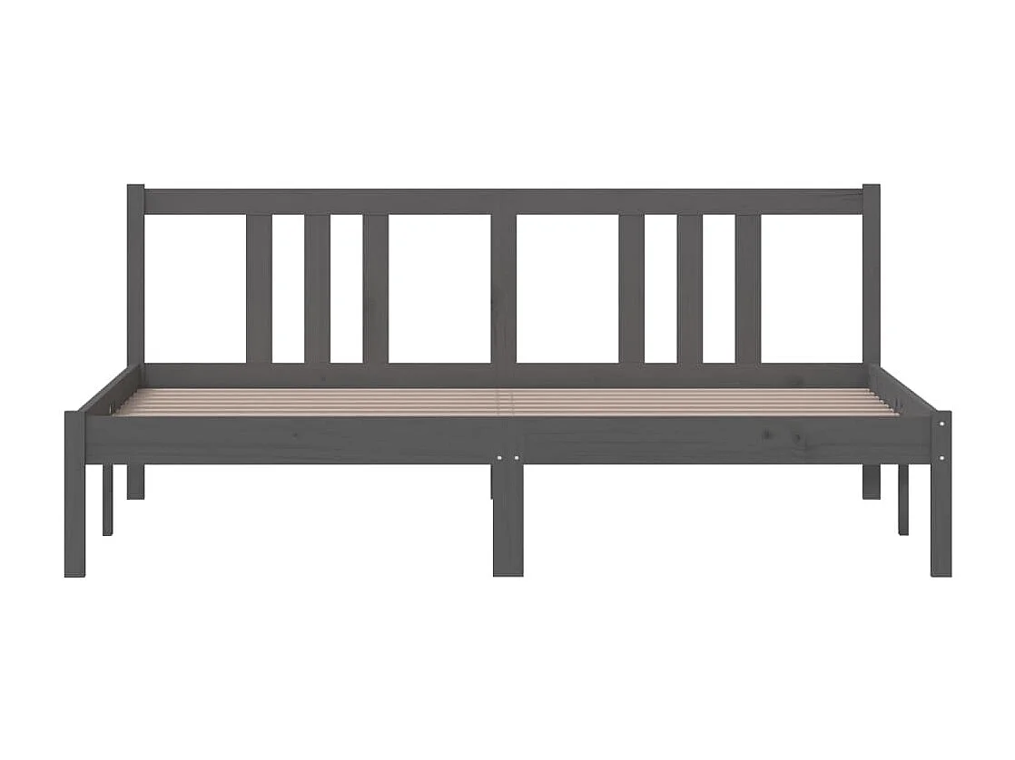 Cadre de lit sans matelas gris bois massif 160x200 cm
