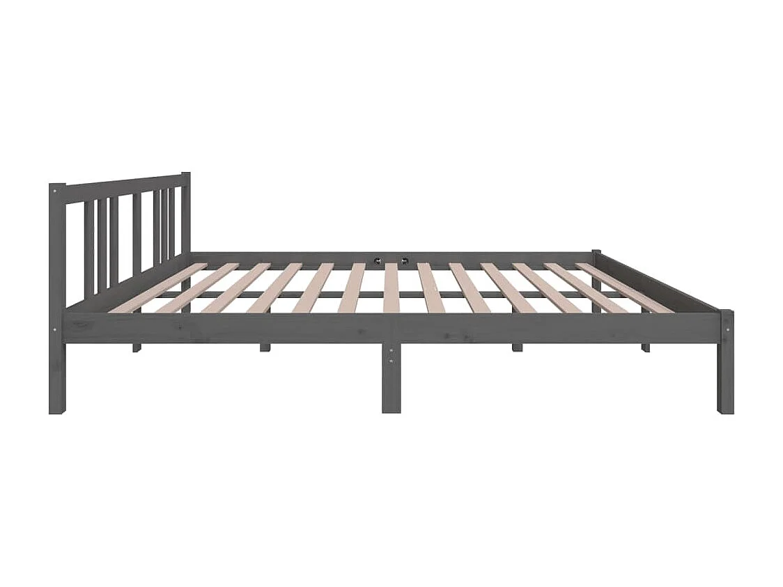 Cadre de lit sans matelas gris bois massif 160x200 cm