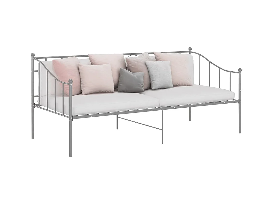 Estructura de sofá cama sin colchón metal gris 90x200 cm