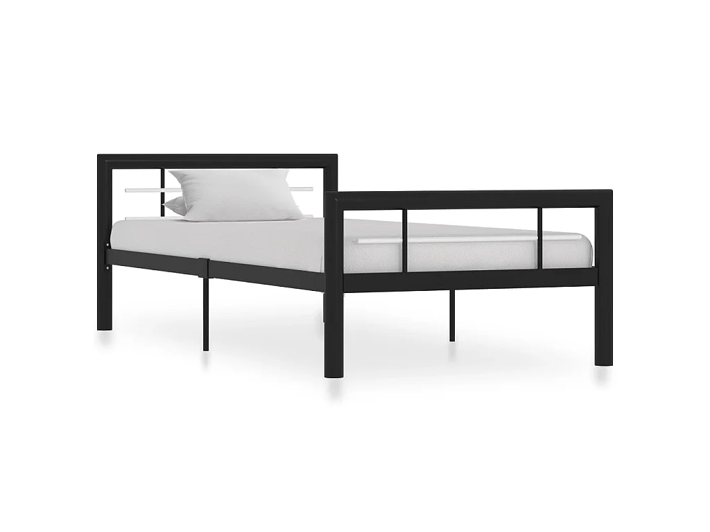 Estrutura de cama 90x200 cm metal preto e branco