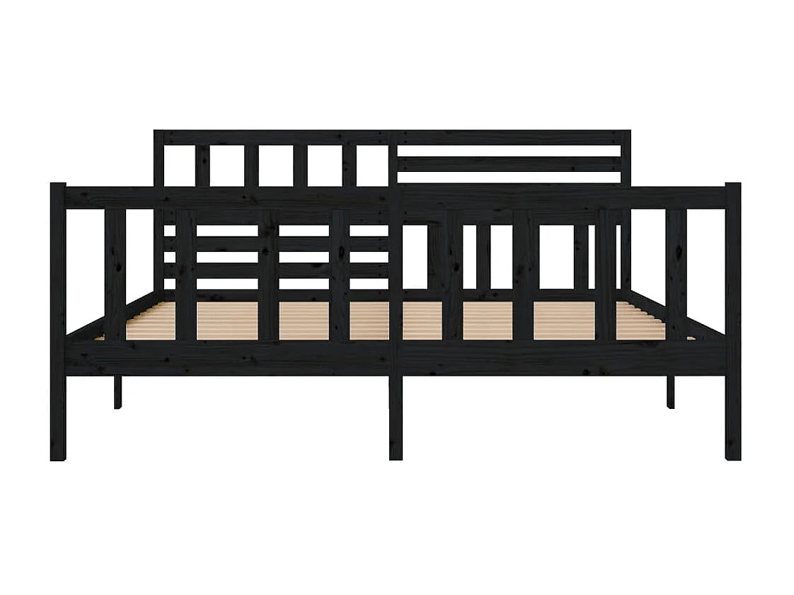 Cadre de lit sans matelas noir bois massif
