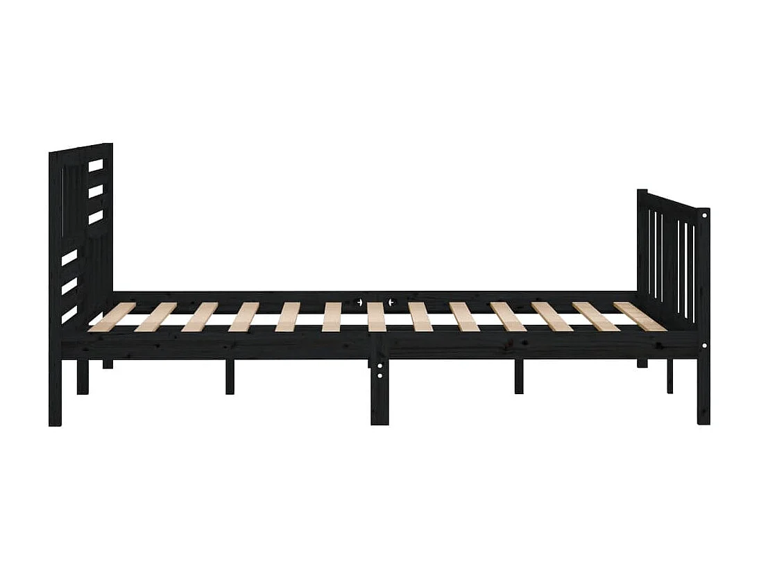 Cadre de lit sans matelas noir bois massif