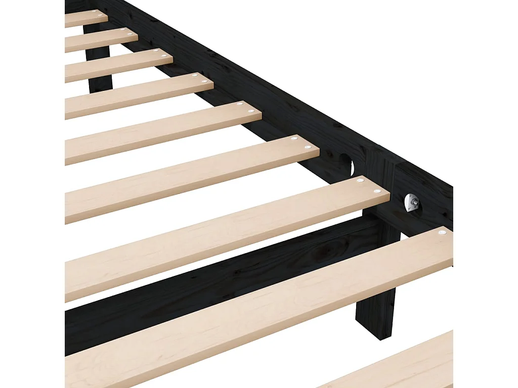 Cadre de lit sans matelas noir bois massif