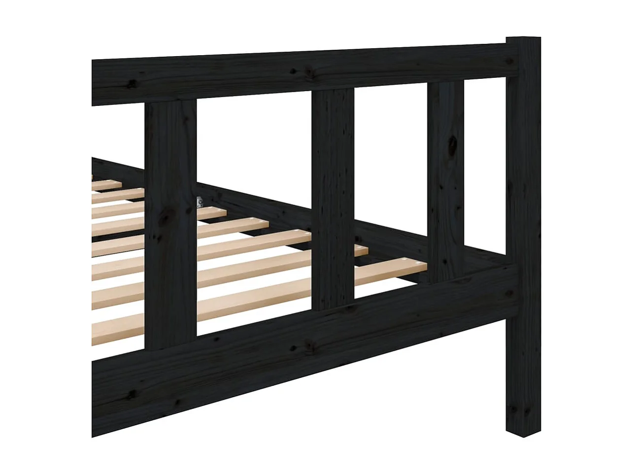 Cadre de lit sans matelas noir bois massif
