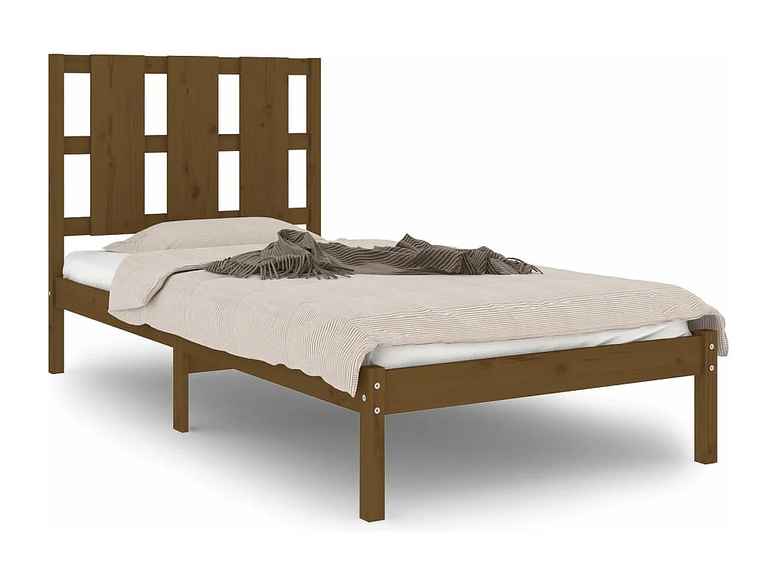 Estrutura de cama 100x200 cm madeira pinho maciço castanho mel