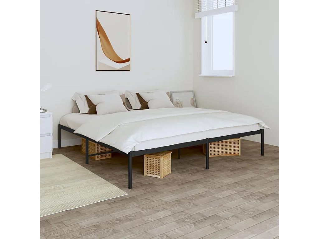 Estrutura de cama 200x200 cm metal preto