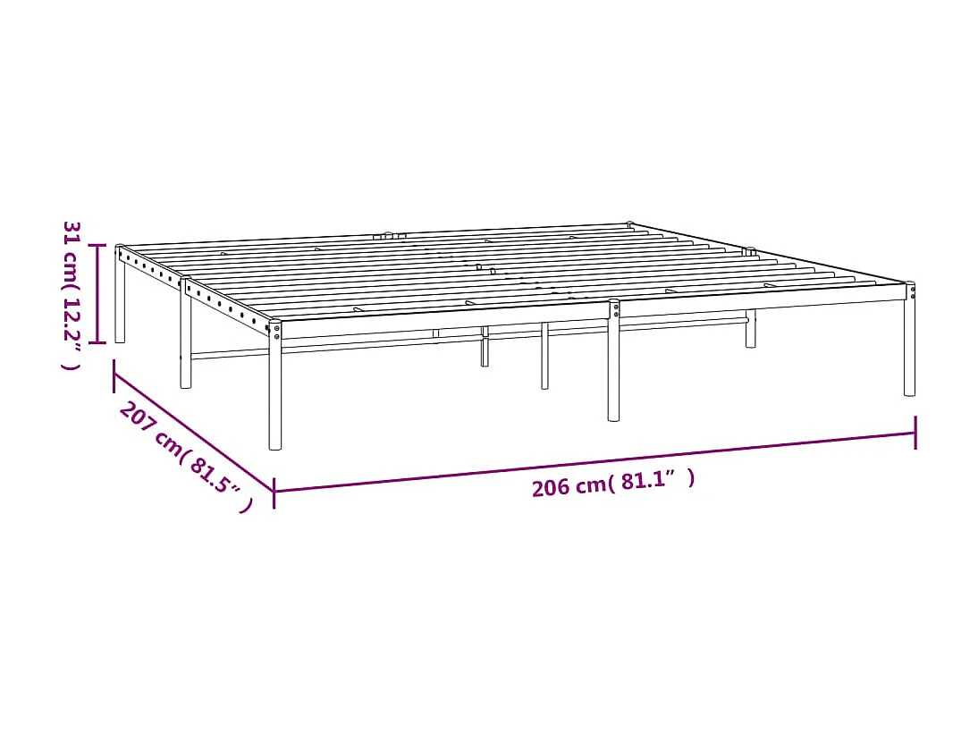 Estrutura de cama 200x200 cm metal preto