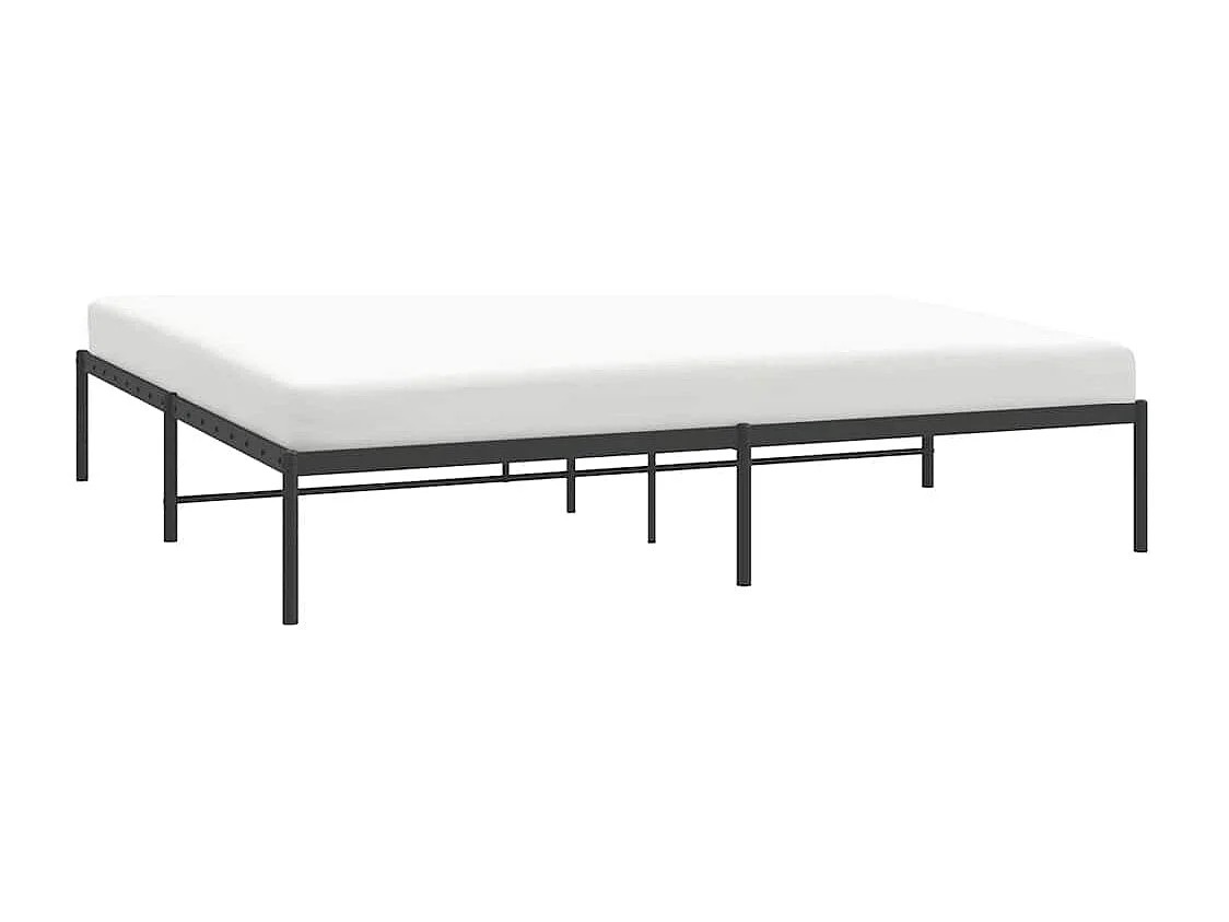 Cadre de lit métal sans matelas noir 200x200 cm