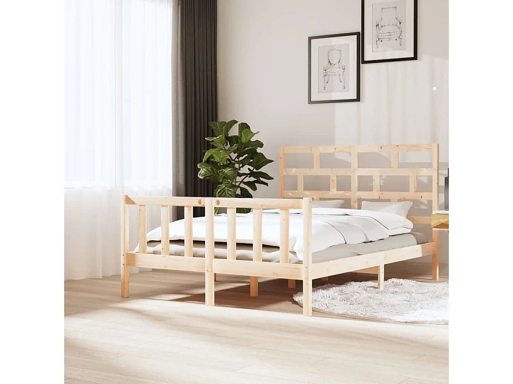 Estrutura de cama king 150x200 cm pinho maciço