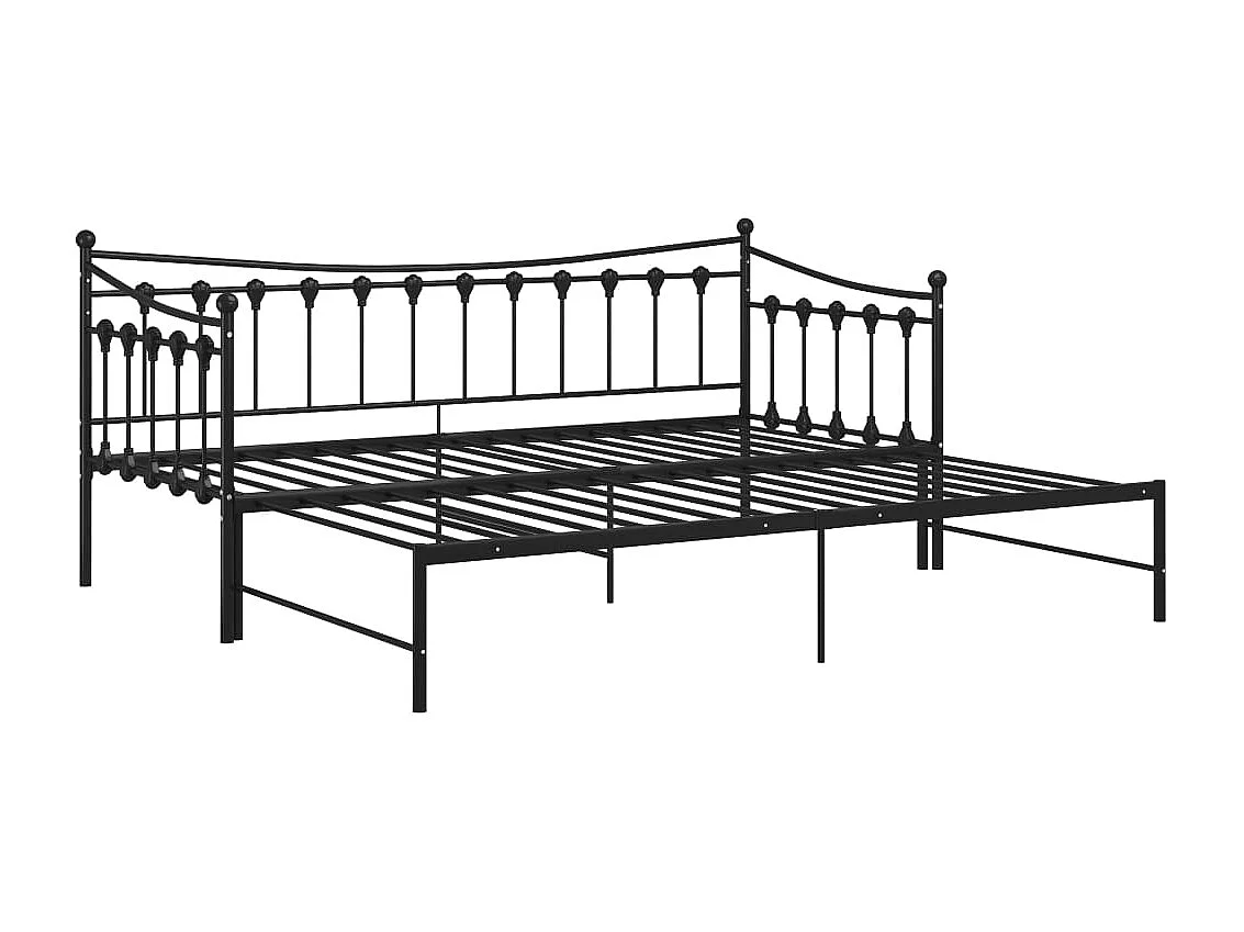 Ausziehsofa Bettgestell Schwarz Metall 90x200 cm