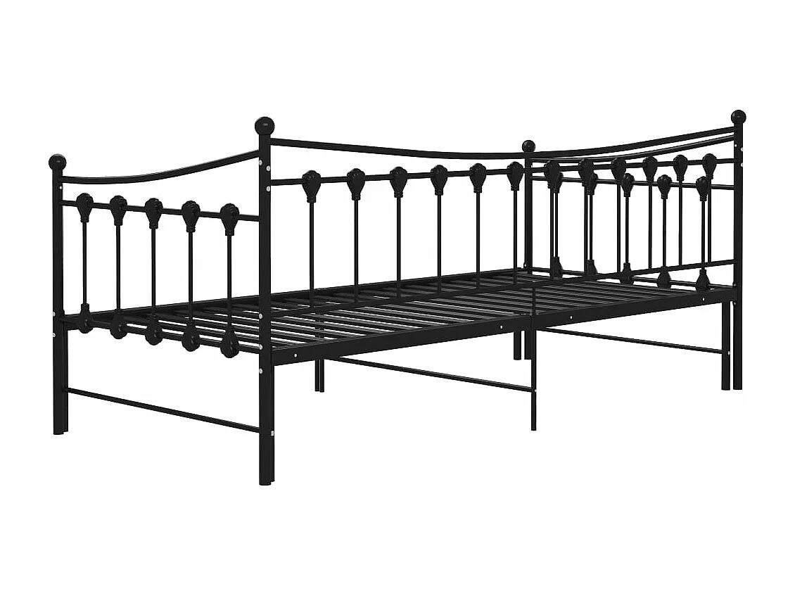 Cadre de canapé-lit extensible sans matelas Noir Métal 90x200cm