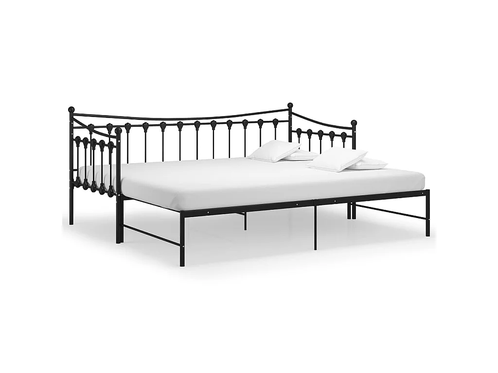 Telaio Divano Letto Estraibile Nero in Metallo 90x200 cm