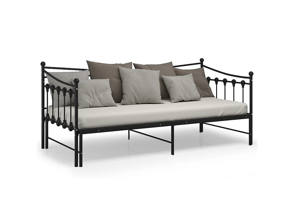 Telaio Divano Letto Estraibile Nero in Metallo 90x200 cm