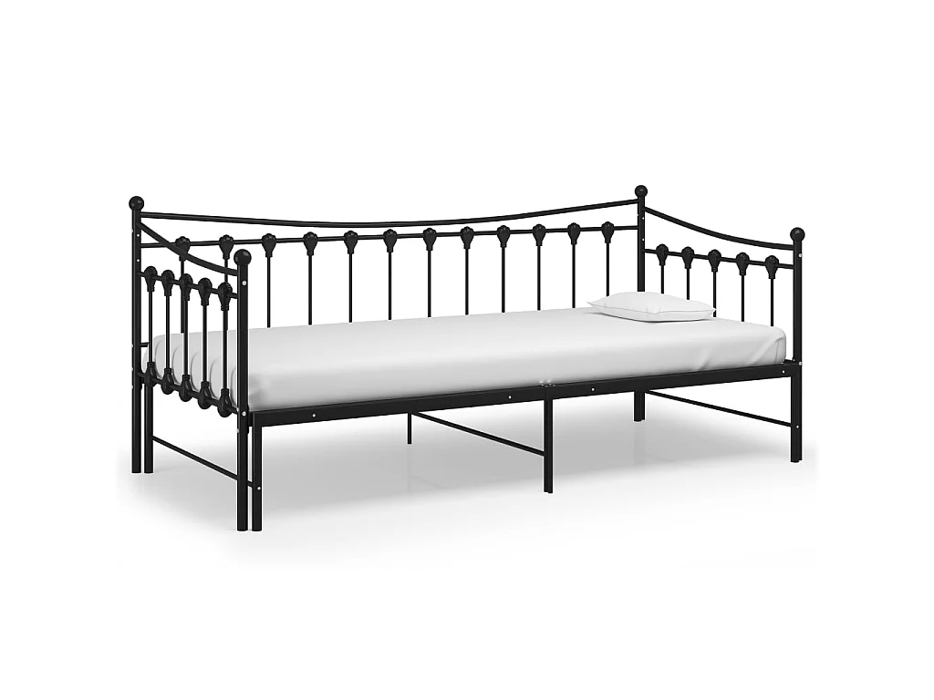 Telaio Divano Letto Estraibile Nero in Metallo 90x200 cm