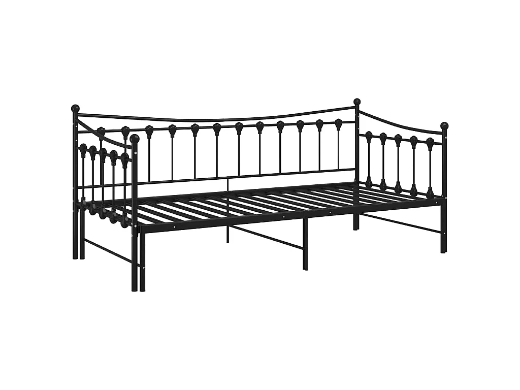 Telaio Divano Letto Estraibile Nero in Metallo 90x200 cm