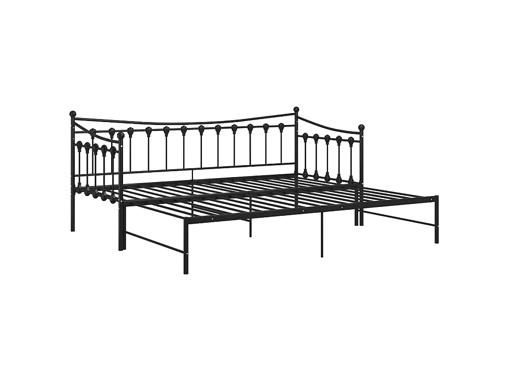 Telaio Divano Letto Estraibile Nero in Metallo 90x200 cm