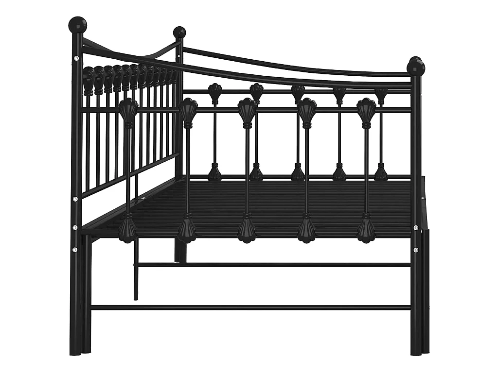Telaio Divano Letto Estraibile Nero in Metallo 90x200 cm