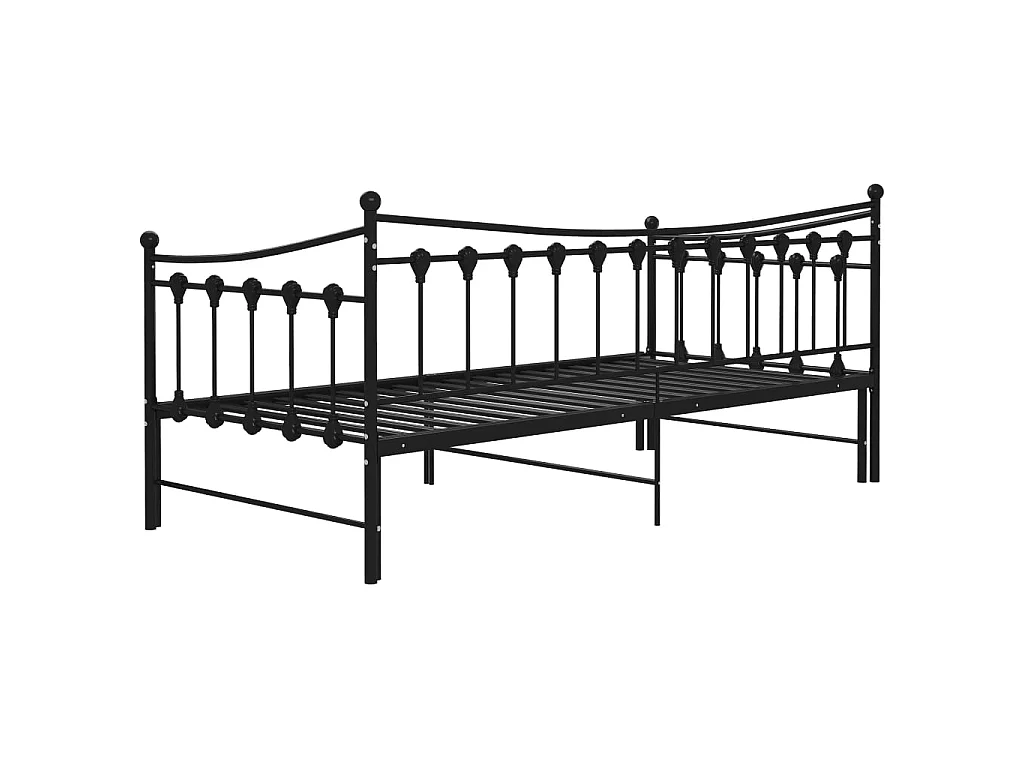 Telaio Divano Letto Estraibile Nero in Metallo 90x200 cm