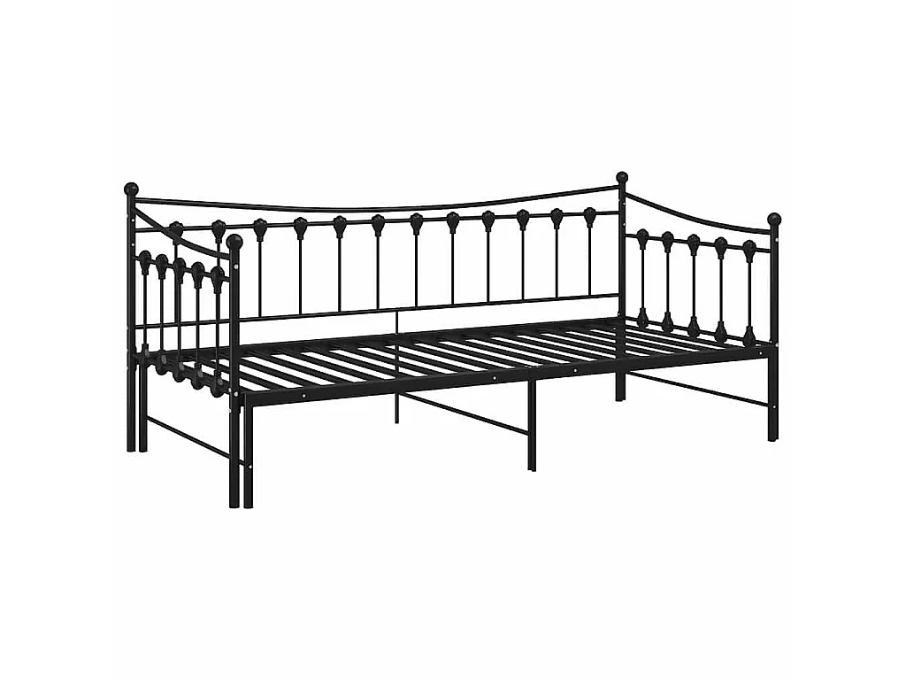 Cadre de canapé-lit extensible sans matelas Noir Métal 90x200cm
