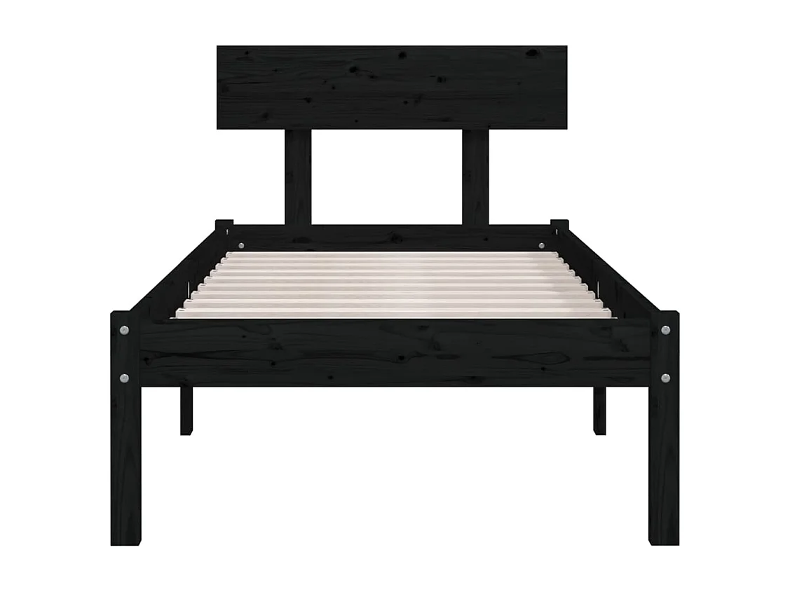 Estrutura de cama 100x200 cm pinho maciço preto