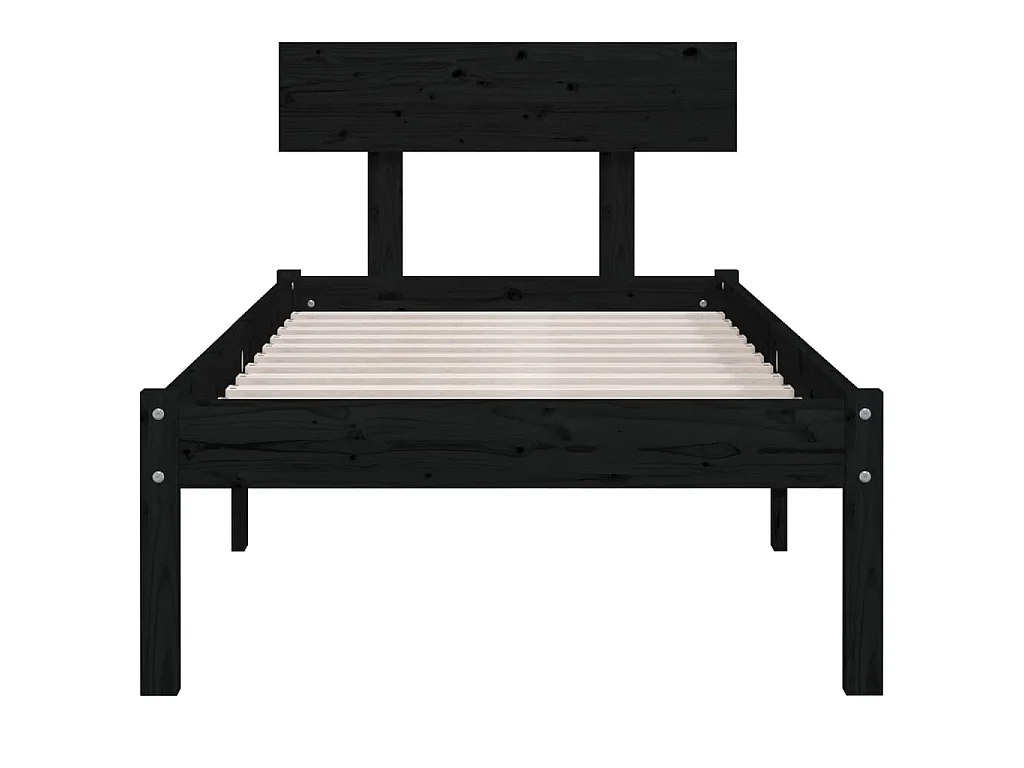 Bedframe massief grenenhout zwart 100x200 cm