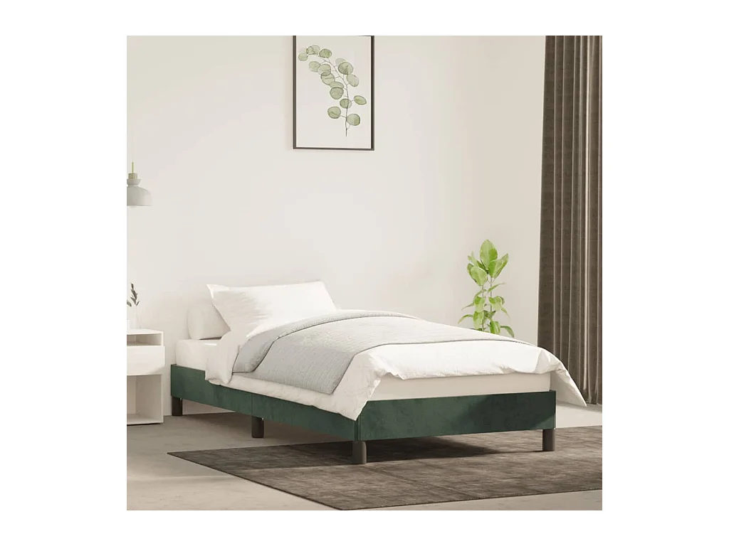 Giroletto senza Materasso Verde Scuro 90x190 cm in Velluto