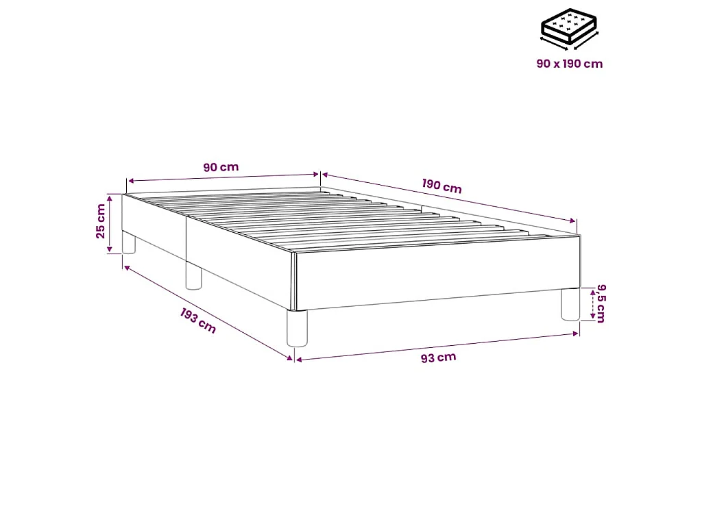 Cadre de lit sans matelas vert foncé 90x190 cm velours