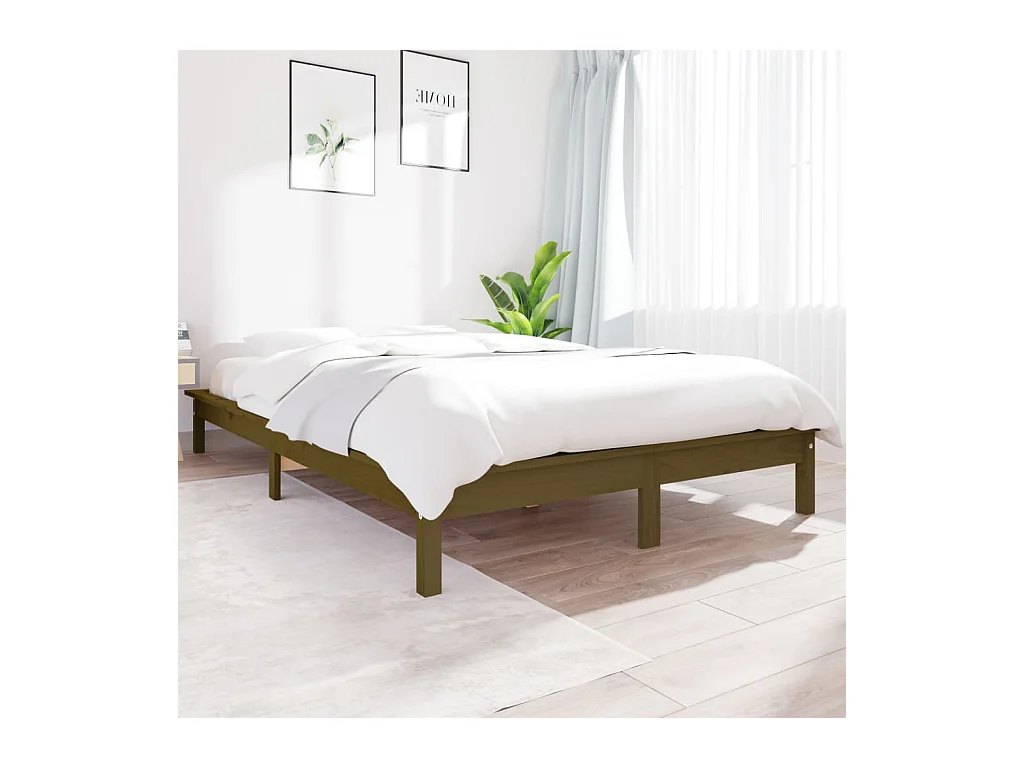 Cadre de lit sans matelas marron miel 140x200 cm bois massif