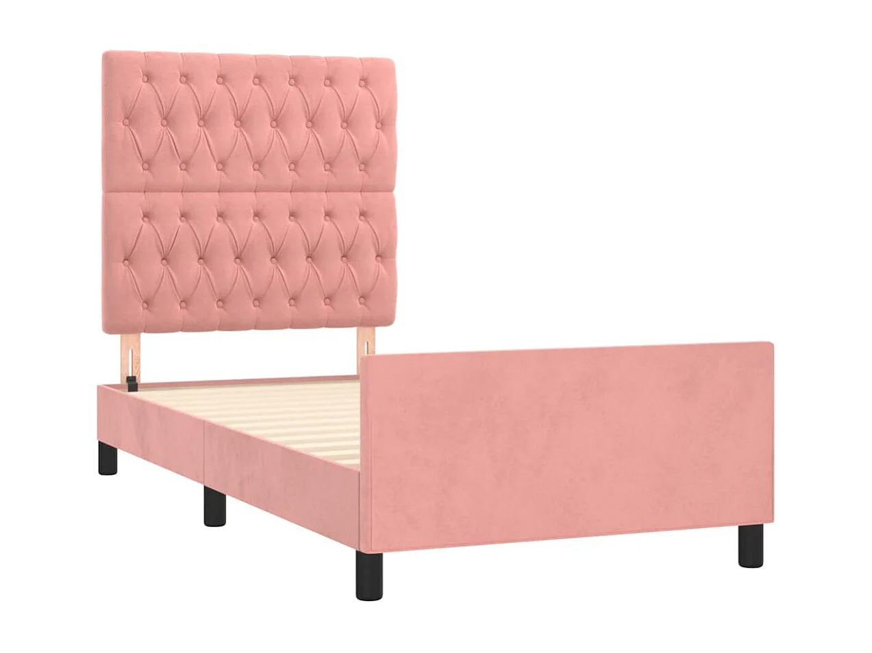 Cadre de lit sans matelas rose 90x200 cm velours