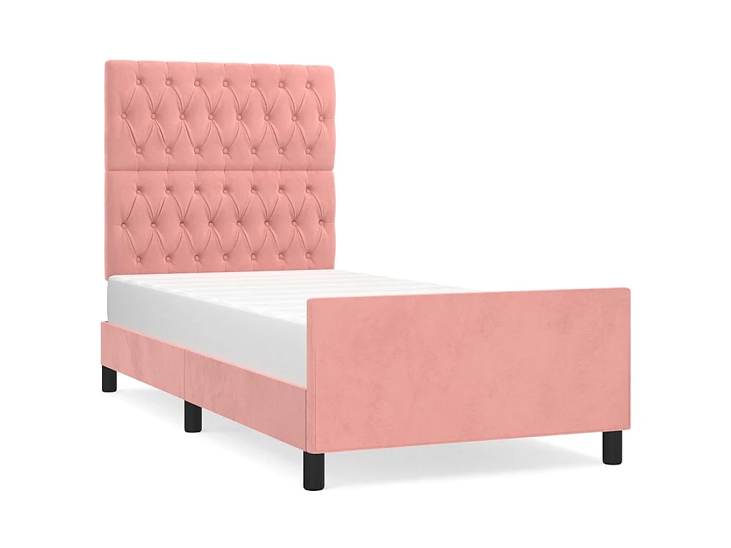 Cadre de lit sans matelas rose 90x200 cm velours