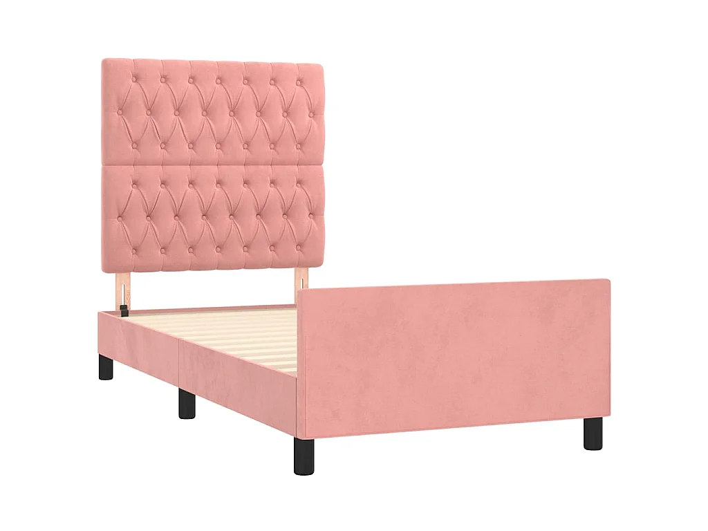 Cadre de lit sans matelas rose 90x200 cm velours