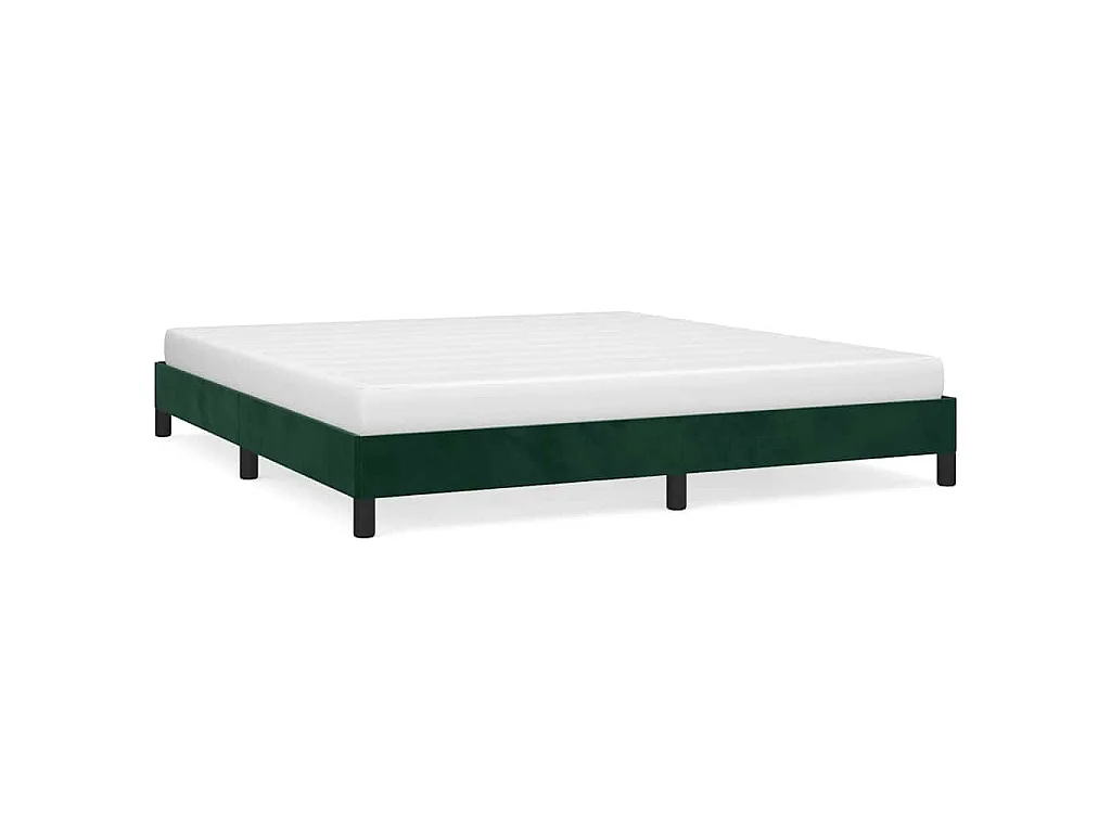 Estrutura de cama sem colchão 160x200 cm veludo verde-escuro