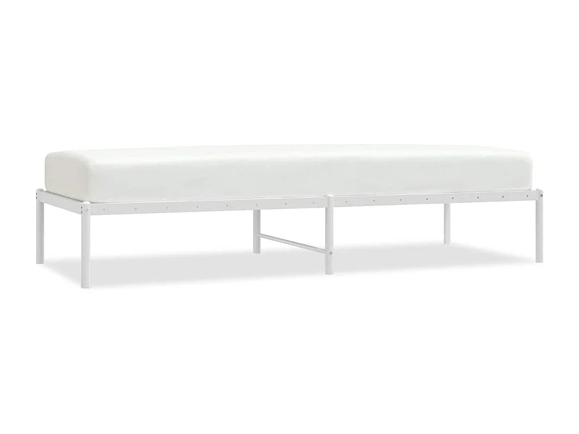 Cadre de lit métal sans matelas blanc 75x190 cm