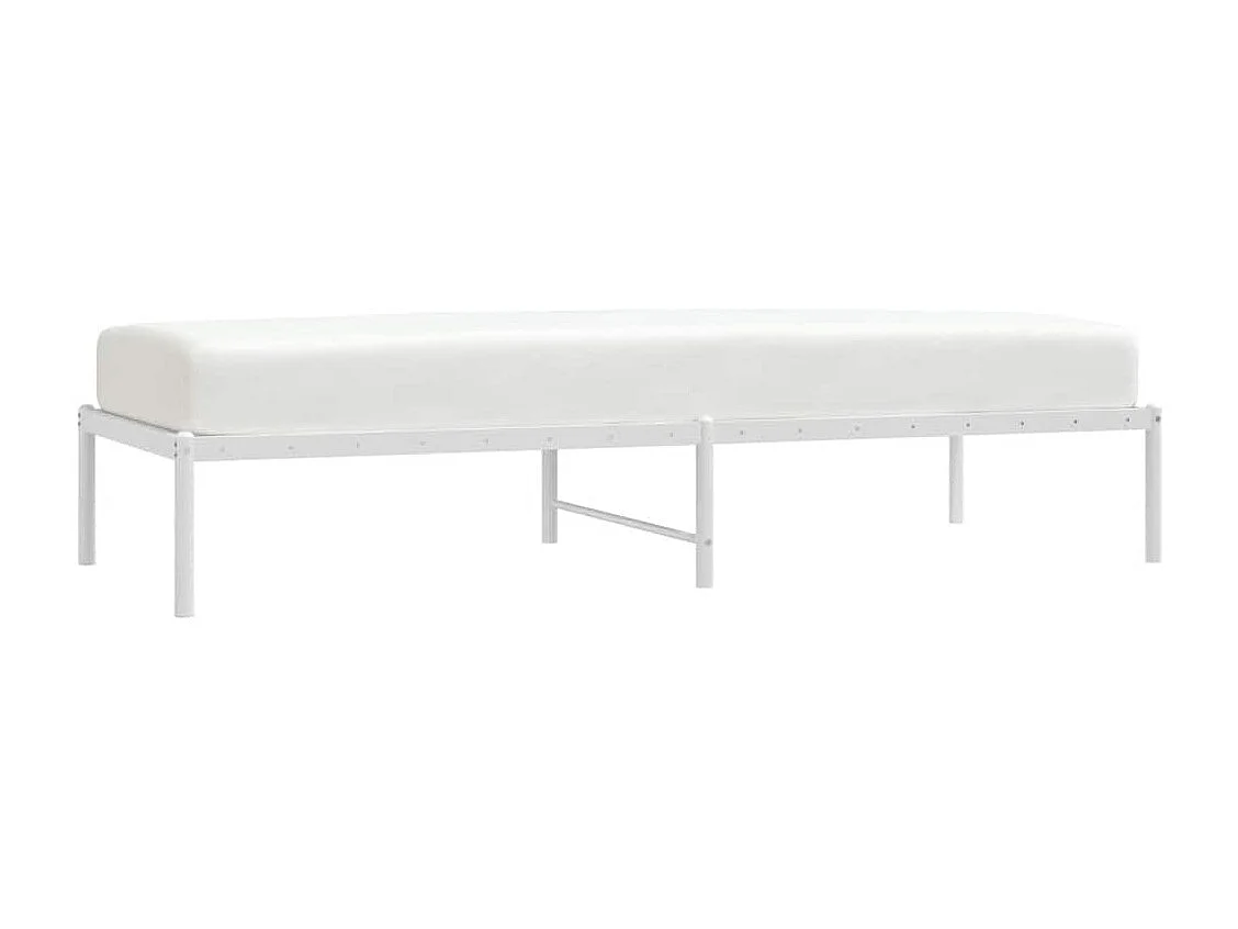 Cadre de lit métal sans matelas blanc 75x190 cm